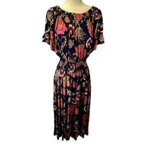 JAASE Handshaped in‎ the Shed Rayon Floral Midi Dress SZ L